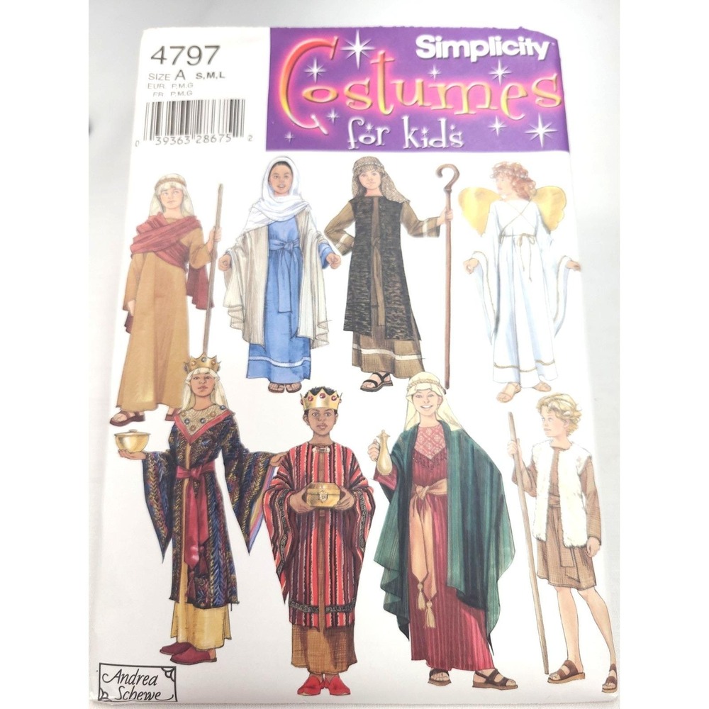 Vtg Simplicity 4797 CHRISTMAS NATIVITY COSTUMES Sewing Pattern CHILD SM-MED-LG